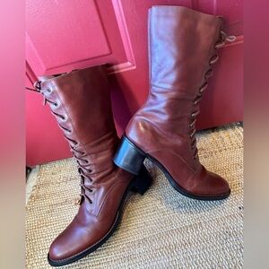 BOSTON PROPER S8 ‘Fennell’ leather lace up boots-RARE FIND-look NEW-side zip